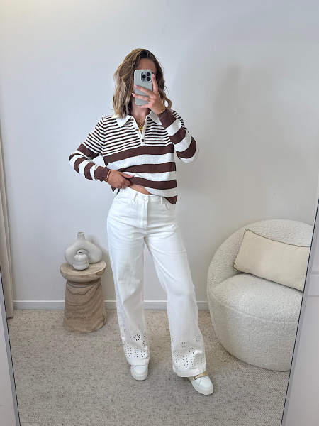 Jeans broderie fleur