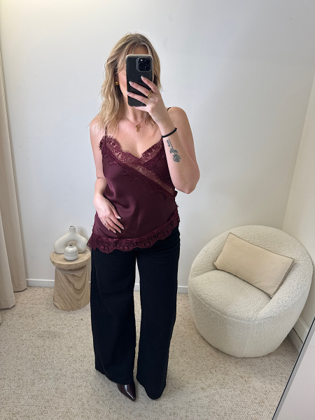 Débardeur satin dentelle