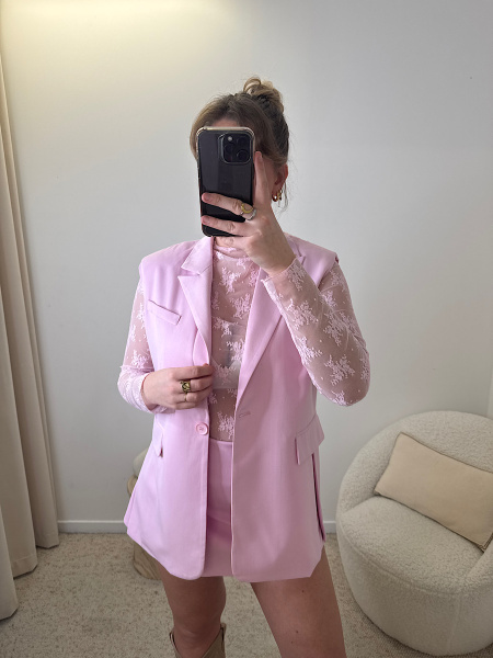 Blazer sans manches rose