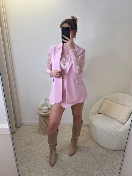 Blazer sans manches rose