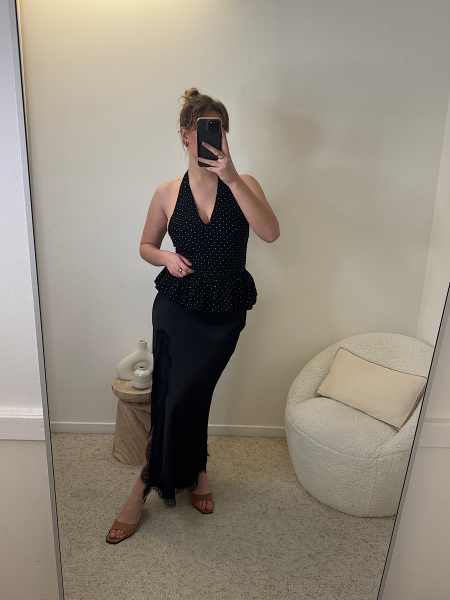 Jupe satinée dentelle