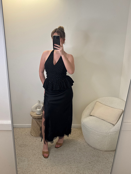 Jupe satinée dentelle