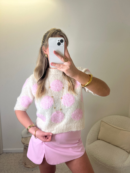 Pull pois rose