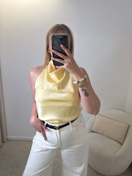 Top satiné jaune