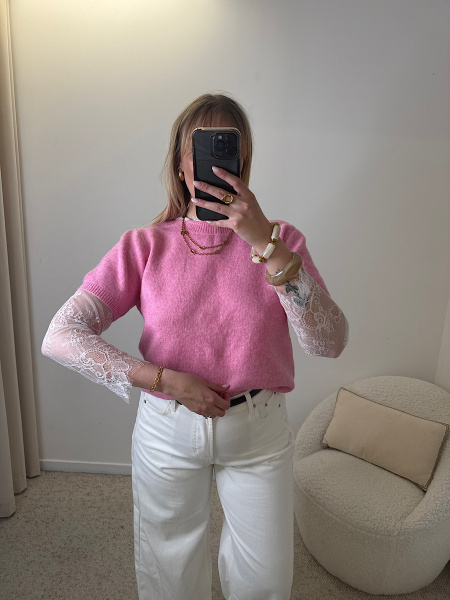 Pull manches dentelles