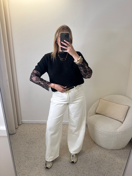 Pull manches dentelles