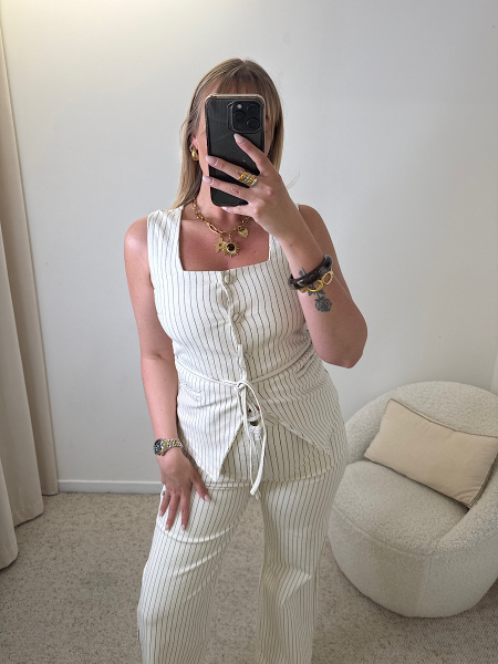 Top en jeans rayures