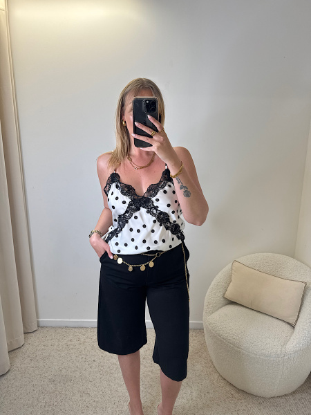 Blouse pois dentelle