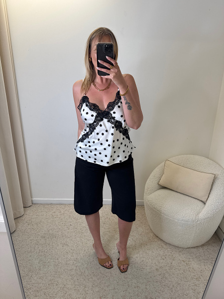 Blouse pois dentelle