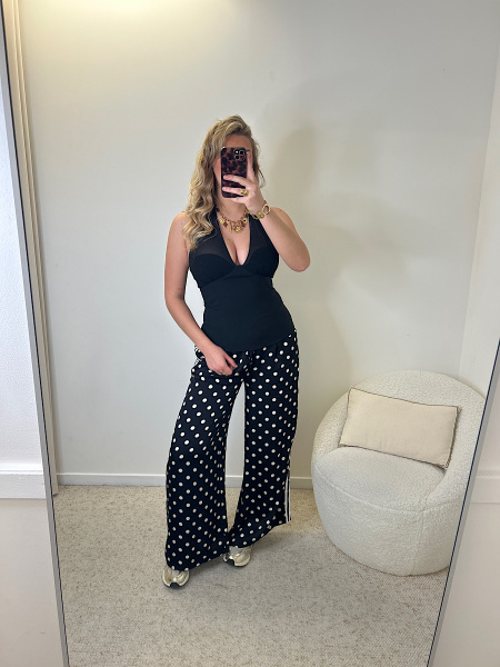 Pantalon en soie pois