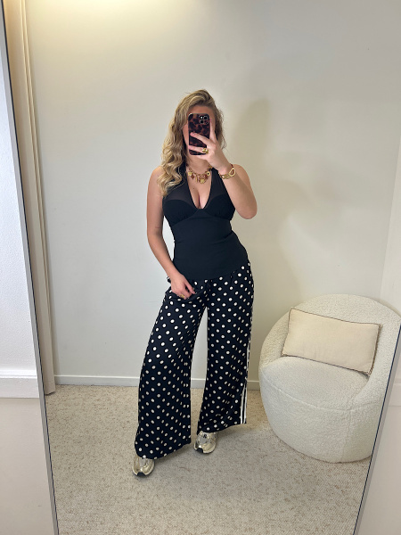 Pantalon en soie pois