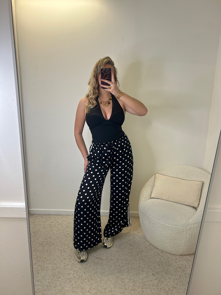 Pantalon en soie pois