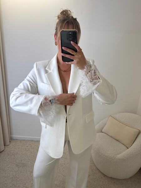Blazer blanc dentelle