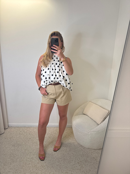 Blouse ballon pois sans manches