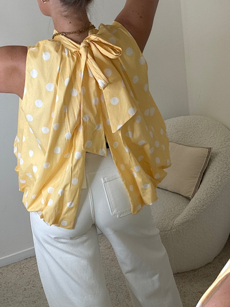 Blouse ballon pois sans manches