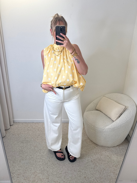 Blouse ballon pois sans manches