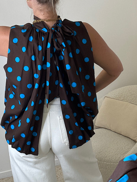 Blouse ballon pois sans manches