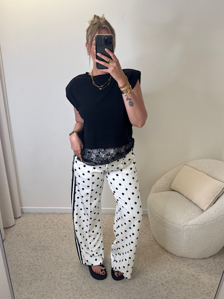Pantalon à pois blanc