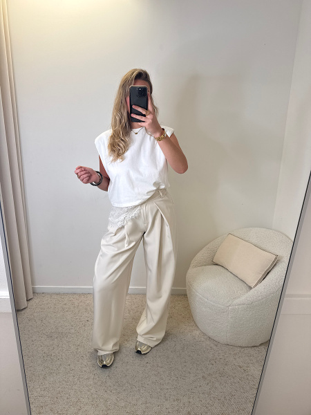 Pantalon cream pinces