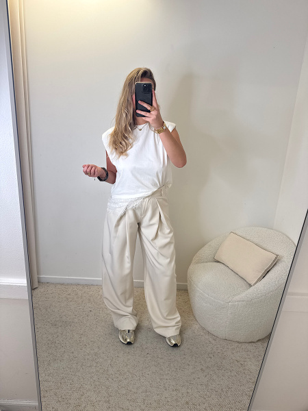 Pantalon cream pinces