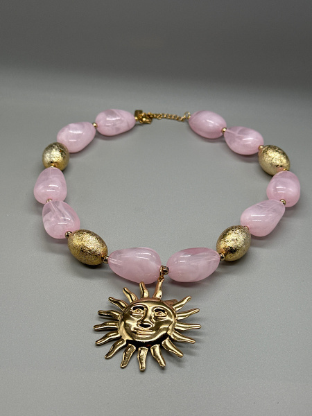 Collier soleil rose