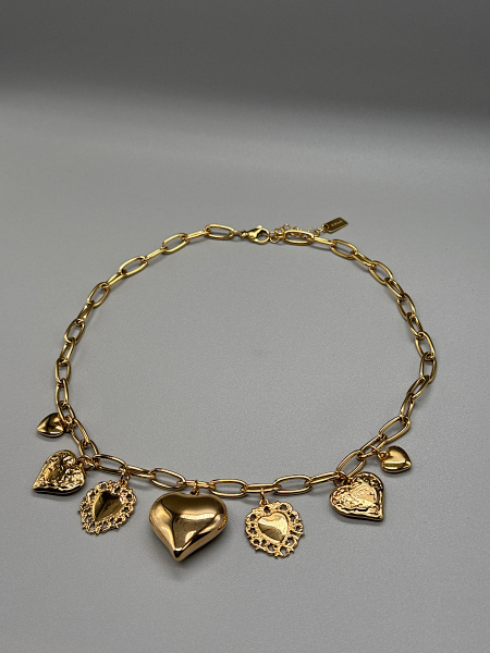 Collier breloques coeurs