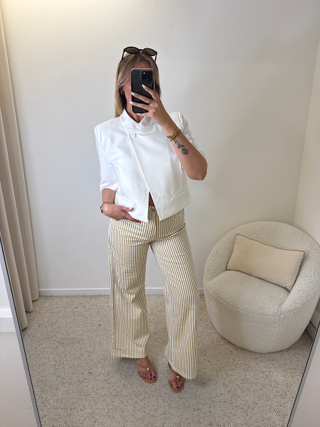 Jeans à rayures beige