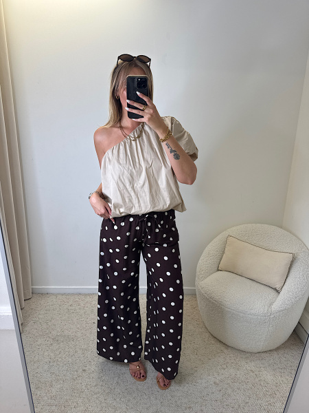 Pantalon fluide à pois