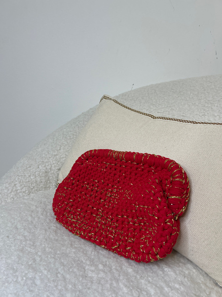 Pochette crochets rouge