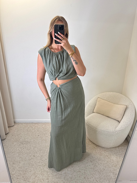 Ensemble Top et jupe kaki