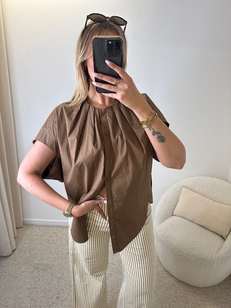 Chemise large col drapé