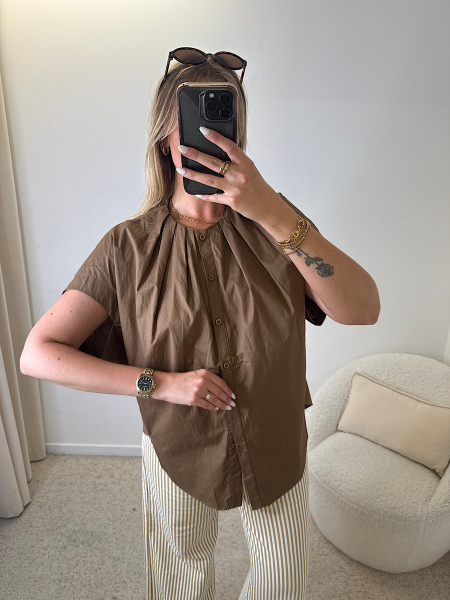 Chemise large col drapé