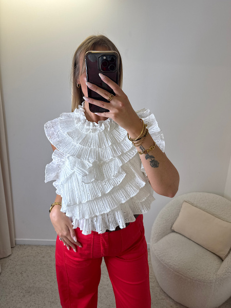 Top froufrou brodé