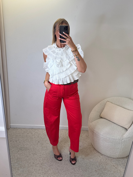Top froufrou brodé