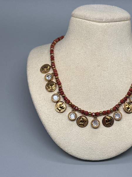 Collier perles brown