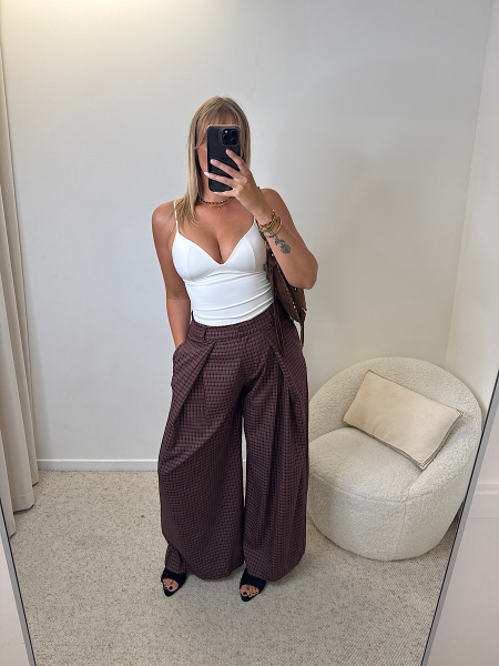 Pantalon carreaux bordeaux