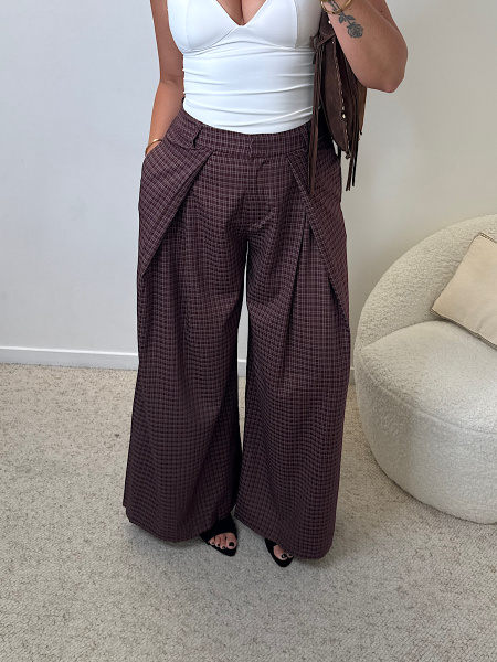 Pantalon carreaux bordeaux