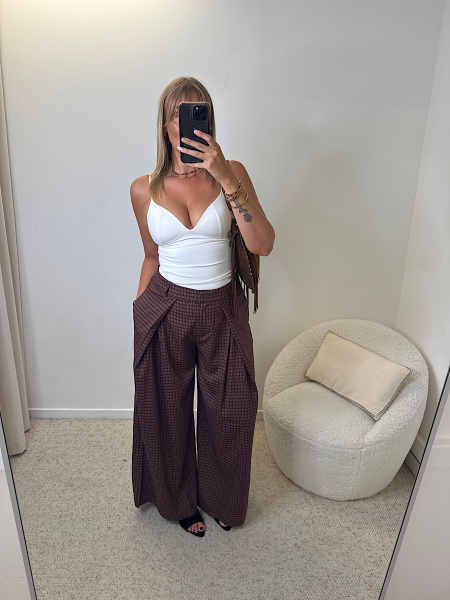 Pantalon carreaux bordeaux