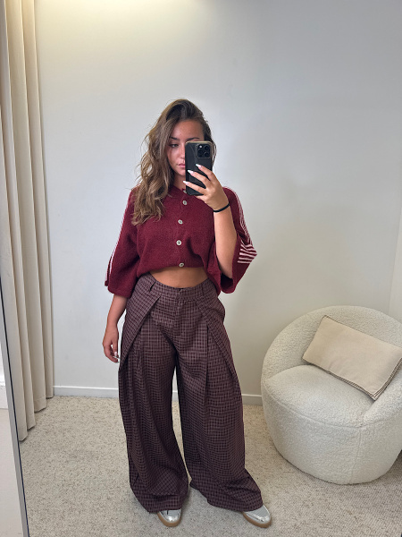 Pantalon carreaux bordeaux