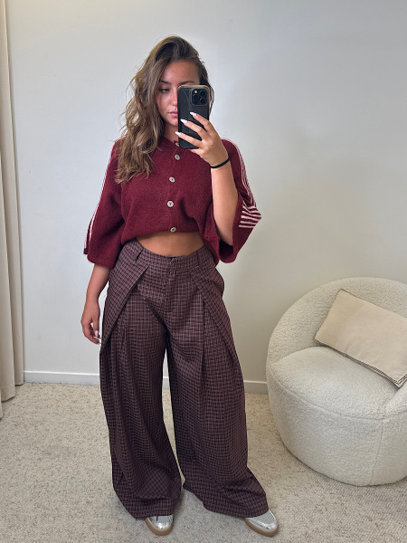 Pantalon carreaux bordeaux