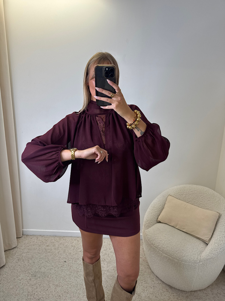 Blouse tulle dentelle