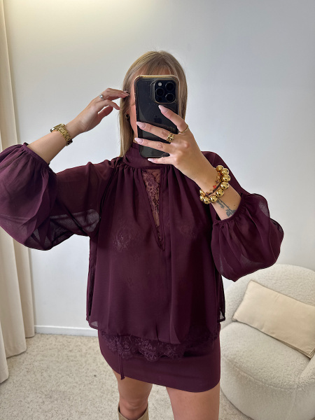 Blouse tulle dentelle