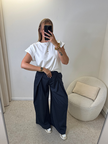 Pantalon à carreaux bleu