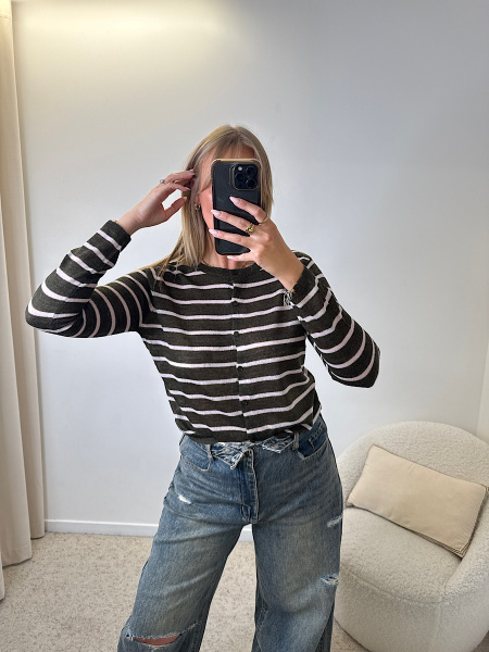 Gilet rayé kaki