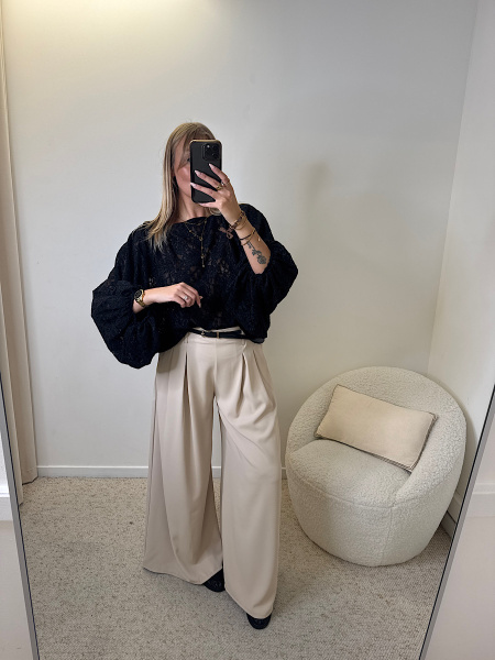Pantalon pinces beige