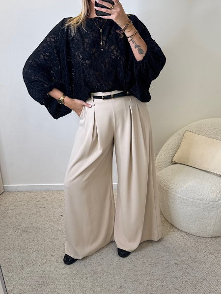 Pantalon pinces beige