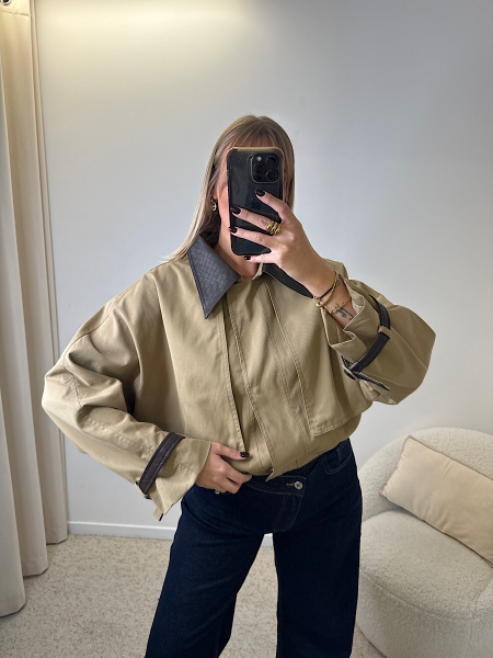 Veste col quadrillé