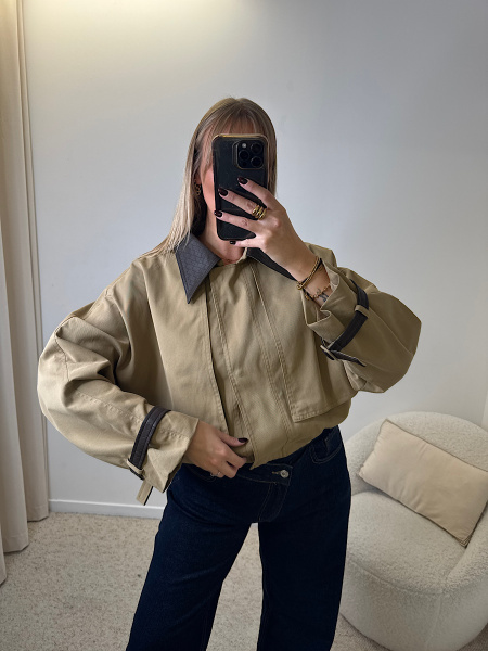 Veste col quadrillé